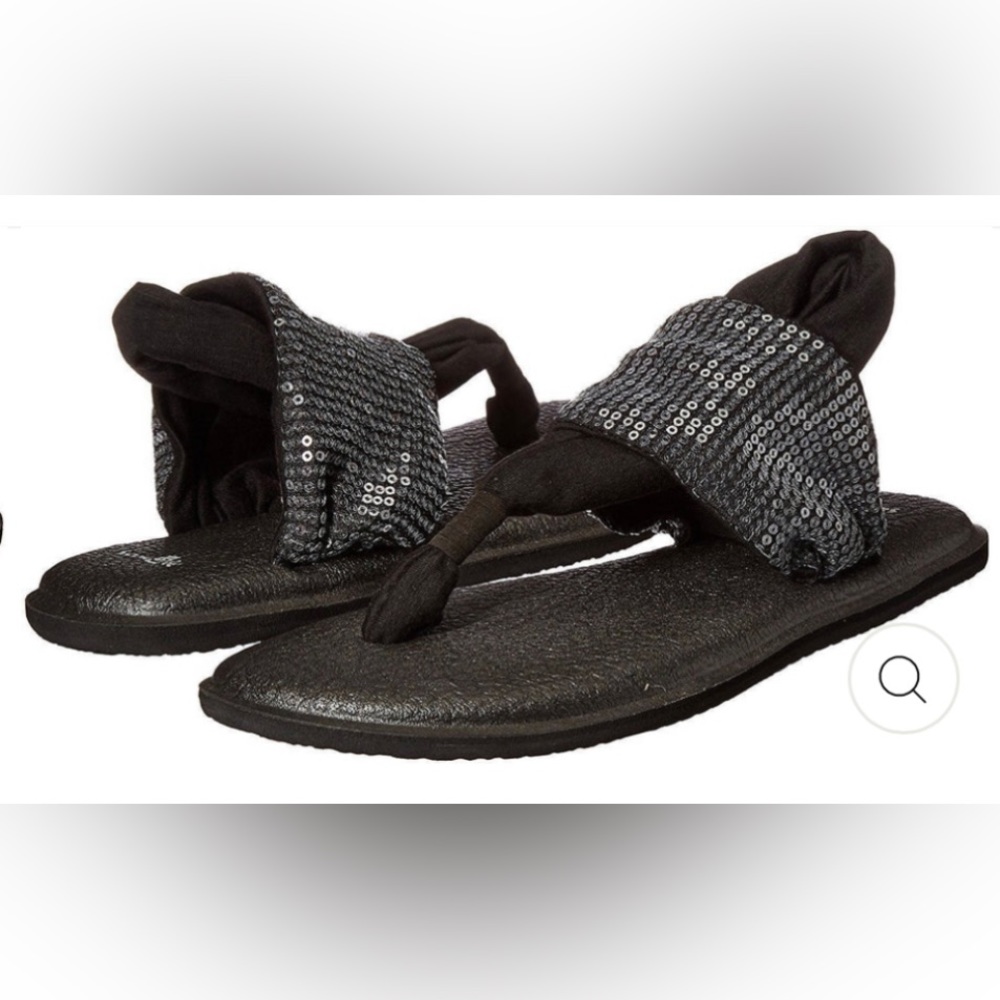 Sanuk Sling - Black Sequin Slides